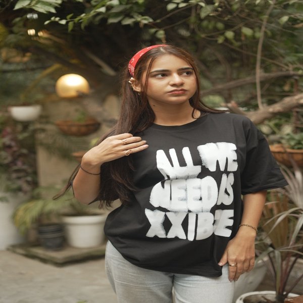 XXIBCE STATEMENT UNISEX OVERSIZED T-SHIRT BLACK