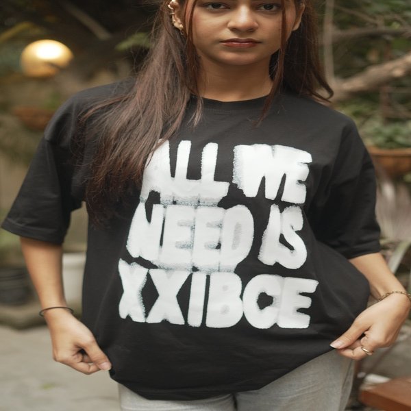 XXIBCE STATEMENT UNISEX OVERSIZED T-SHIRT BLACK